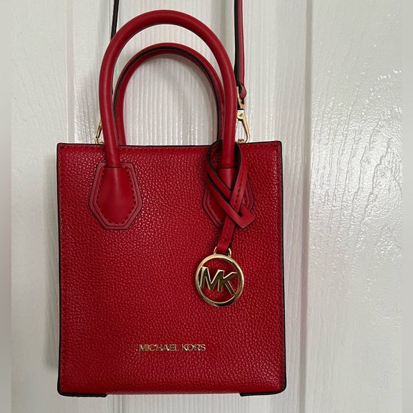 EUC MK Red Leather Mini Crossbody Bag - Picture 4 of 16